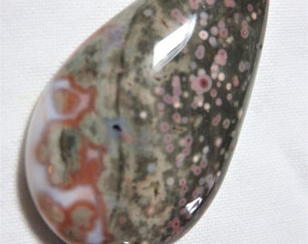 Natural Smooth Ocean Jasper Teardrop Shape 25x45mm Pendant