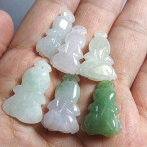 Natural Smooth Genuine Carved Cabbage Shape Jade Jadeite  - Three Pairs