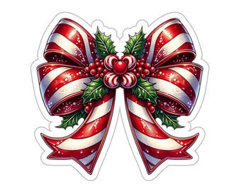Pegatinas navideñas de bastones de caramelo, suministros de embalaje, calcomanías navideñas, lazos para regalos navideños, decoración navideña, papel de regalo navideño