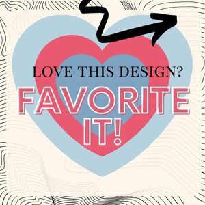 Puede incluir: Un dise&ntilde;o gr&aacute;fico con una forma de coraz&oacute;n en azul y rosa con el texto "LOVE THIS DESIGN? FAVORITE IT!" en blanco y rojo.