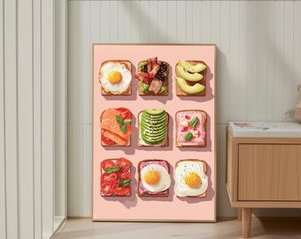 Gourmet Toast Konsttryck: Köksmat Poster (Digital Nedladdning)