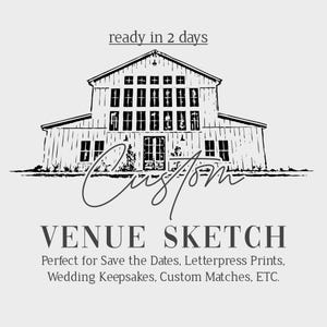 Custom Wedding Venue sketch for Invitation, hand drawn venue, Wedding venue illustration, save the date, digital download