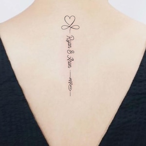 Tatuajes temporales personalizados con diseño de corazón infinito y nombre, tatuaje familiar, tatuaje para mejores amigos, tatuaje para despedida de soltero, tatuaje para novios.
