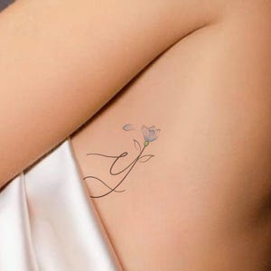 Tatuajes temporales con iniciales personalizadas, tatuajes temporales de boda para mujer, tatuaje inicial con flor, recuerdo de boda para invitados.