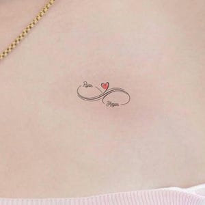 Individuelle temporäre Tattoos mit Infinity Herz und Namen, Hochzeit temporäres Tattoo, Junggesellenabschied Tattoo, Braut und Bräutigam Tattoo
