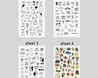 Wedding Temporary Tattoos, Wedding Tattoo Favors, Wedding party Temporary Pack