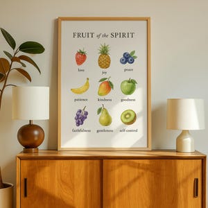 Fruit Of The Spirit Wall Art Printable, Scripture wall art, modern christian wall art, biblical wall art, christian kids decor