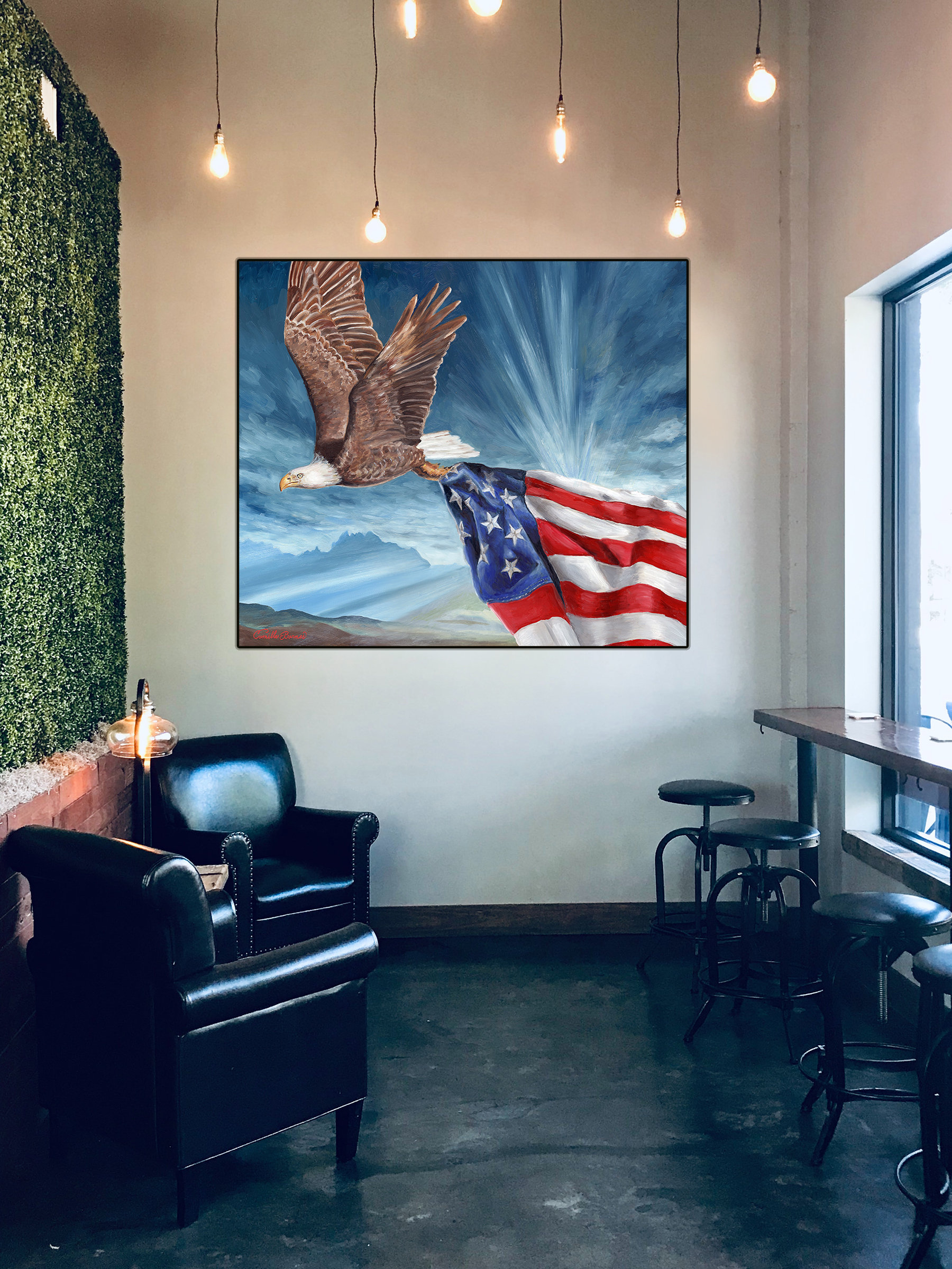 Patriotic Wall Art, Eagle and Flag, American Bald Eagle & Flag, Prints ...