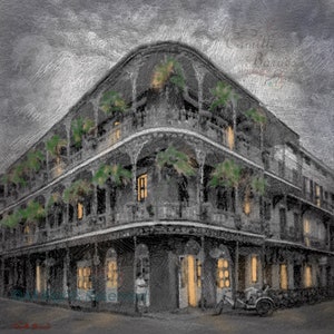 The LaBranche House - Paisaje de Nola, Impresiones de lienzos, Decoración de paredes, Bellas artes, Paisaje de la ciudad del barrio francés de Nueva Orleans / Artista de Luisiana