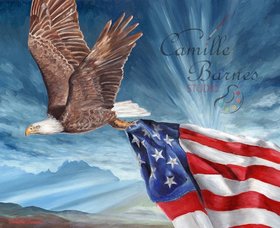 Patriotic Wall Art, Eagle and Flag, American Bald Eagle & Flag, Prints, USA  Wall Decor Art Makes Great Gifts - Etsy