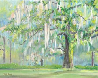 Where Peace Begins, Tree of Light, oak tree, Nature art print, Nature Lover Prints, Impressionism, Pastel colors, artful wall art