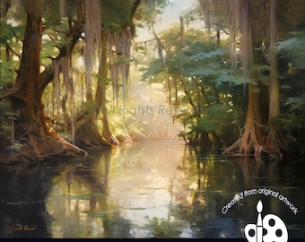 PRINTS: After the Rain, bayou, arte, Marshland, Print on Canvas, Printful gifts, Landscape, Artful art gift, swampland, Wallart, presente