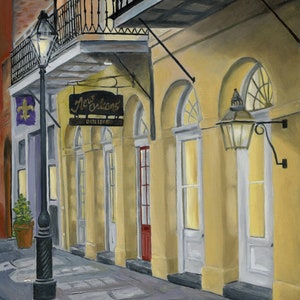 IMPRESSÃO de pintura, presente, brilho noturno, arte do Louisiana French Quarter, impressão de belas artes, decoração de Nova Orleans, presente para amantes de Nola, decoração de parede