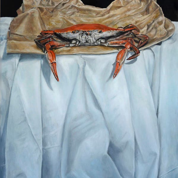 DRUCK von Malerei - Gefühl Crabby, Food Art toll für Essbereich - Louisiana Leben - Seafood - blaue Krabbe -Küchendekor