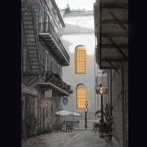 VENTA: 1/2 precio - HD Metal Print 16 x 20 Luz en el callejón Paisaje de Nola, paisaje de la ciudad del barrio francés de Nueva Orleans, impresión de arte de Nola