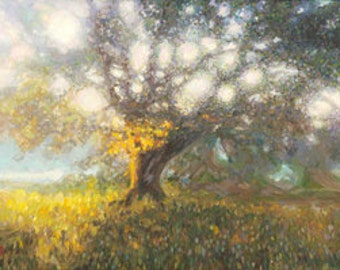 Tree of Light, Louisiana scene - oak tree.  giclee canvas. Canvas print of original oil painting, artwork Realism art, landscape