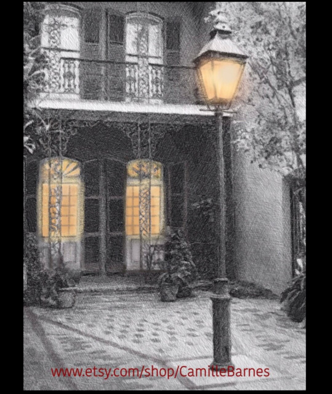Courtyard Evening, Nola Landscape, Street Canvas / Paper Prints, Wall Decor, Fine Art, New
