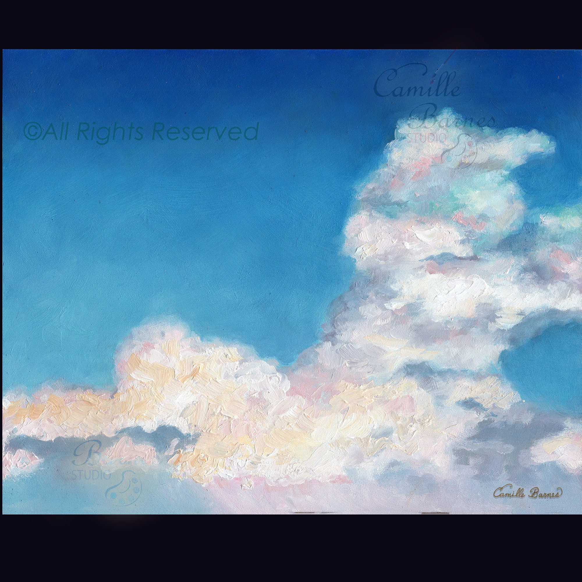 絵画のプリント - 空の風景 - 雲、印象派、カラフルなアート、自然