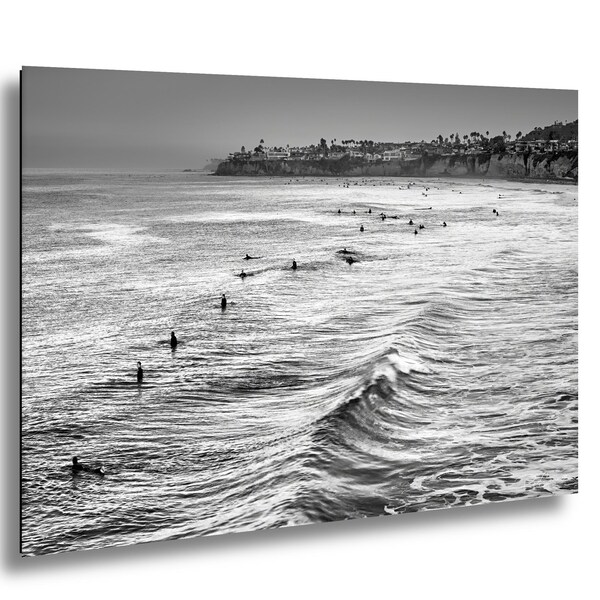 Crystal Pier Surfers Print: Black and White San Diego Photography