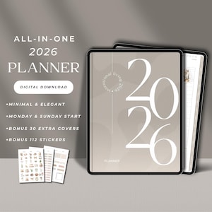 2026 Digital Planner Minimalist Planner for Goodnotes All in One Planner Weekly Planner Template Daily Planner Notability 2026 Ipad Planner