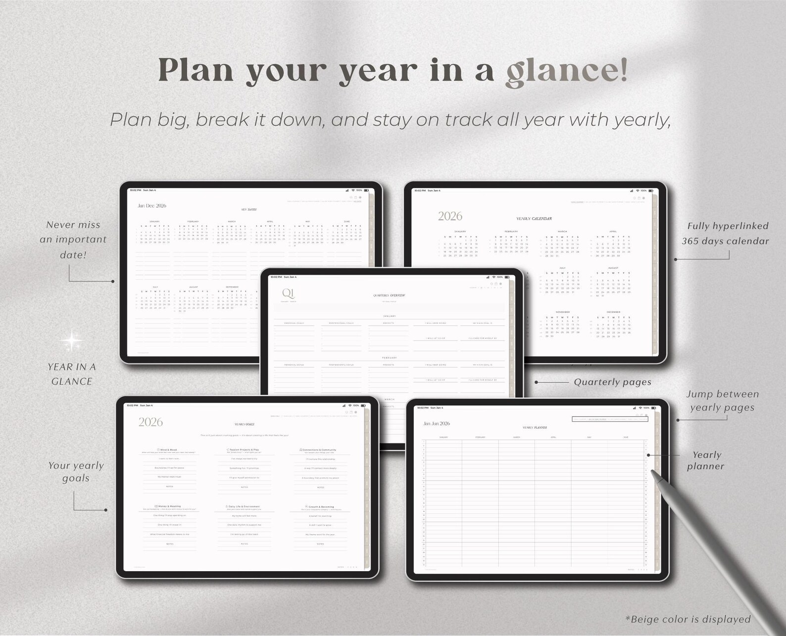 2026 Digital Planner for Goodnotes 2026 Simple Planner Notability ...