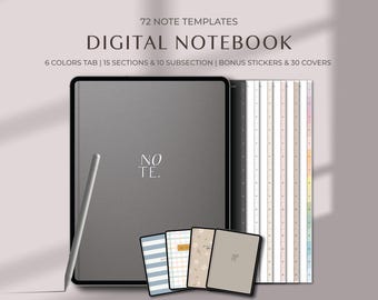 Digitaal notitieboek voor GoodNotes Sjabloon digitaal notitieboek Journal Digitale notitieplanner Journal Notebook Student Planner-sjabloon voor notities