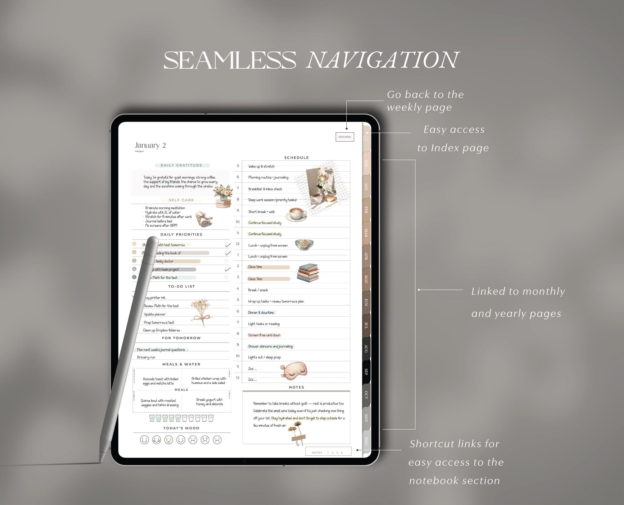 2026 Digital Planner 2026 Minimalist Planner iPad Calendar Goodnotes ...