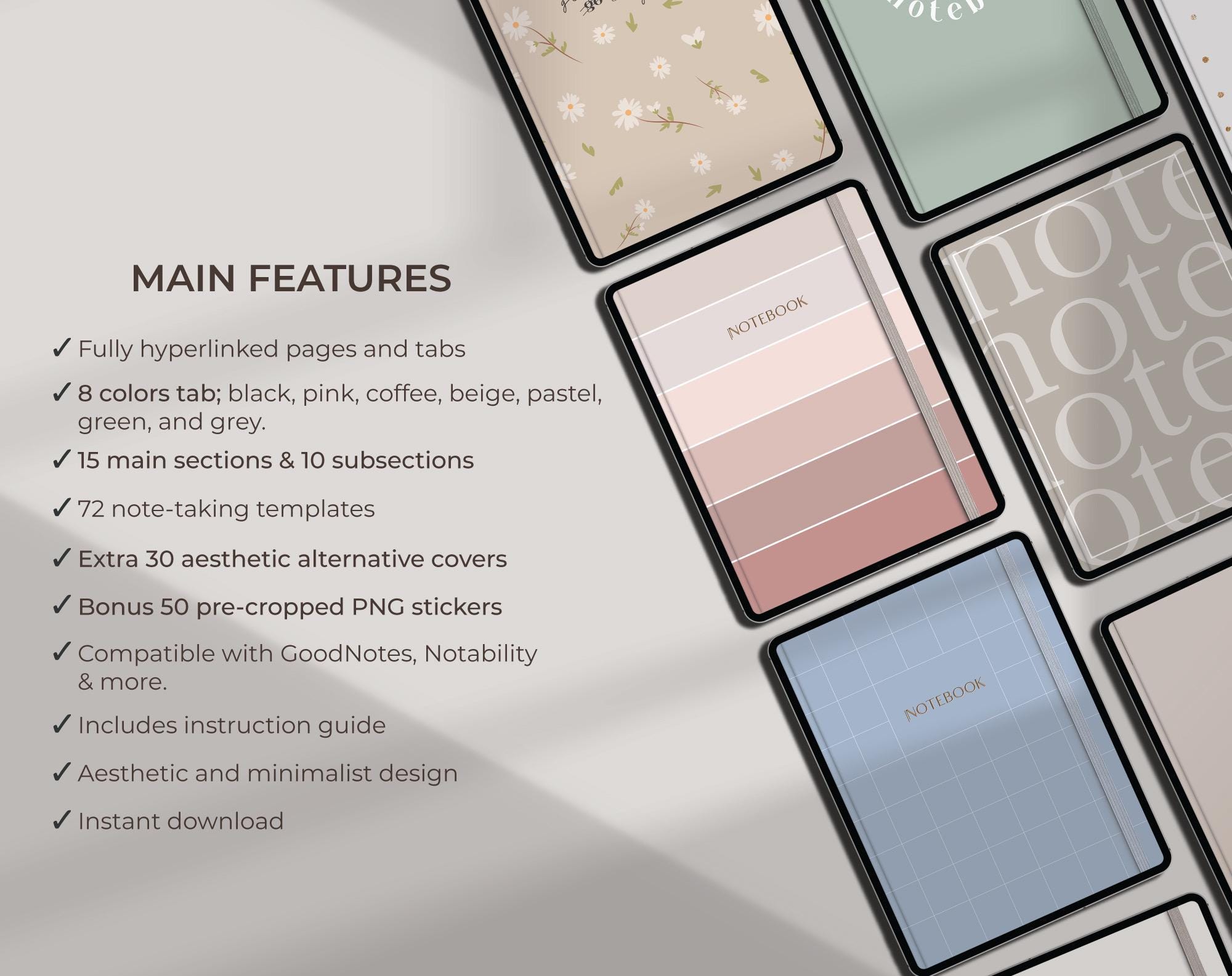 Digital Notebook for Goodnotes Planner Notebook Customizable Templates ...