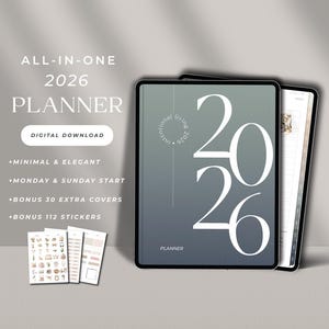 2026 Digital Planner for Goodnotes Minimalist All in One Planner 2026 Planner Template Dated Daily Weekly Monthly Notability Digital Planner