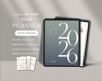 2026 Digital Planner for Goodnotes Minimalist All in One Planner 2026 Planner Template Dated Daily Weekly Monthly Notability Digital Planner