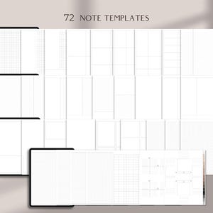 Minimalist digital notebook for iPad with lined pages grid pages dotted pages Cornell note pages good for GoodNotes Notability templates for students and note taking digital organization portrait layout with aesthetic design perfect for academic use interactive PDF easy to use on iPad student notebook best seller star seller top rated premium quality instant download trusted small business woman owned unique design must have top 5 star seller trending product best notebook best planner