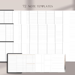 Minimalist digital notebook for iPad with lined pages grid pages dotted pages Cornell note pages good for GoodNotes Notability templates for students and note taking digital organization portrait layout with aesthetic design perfect for academic use interactive PDF easy to use on iPad student notebook best seller star seller top rated premium quality instant download trusted small business woman owned unique design must have top 5 star seller trending product best notebook best planner