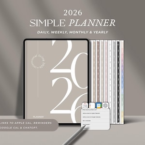 2026 Digital Planner 2026 Simple Minimalist Digital Planner 2026 Hyperlinked GoodNotes Planner Notability Daily Weekly Monthly Planner Dated