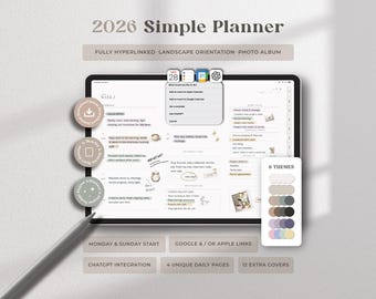 Planner digitale 2026 per GoodNotes Planner semplice 2026 Notability Planner minimalista Planner giornaliero Planner mensile Planner per iPad Diario