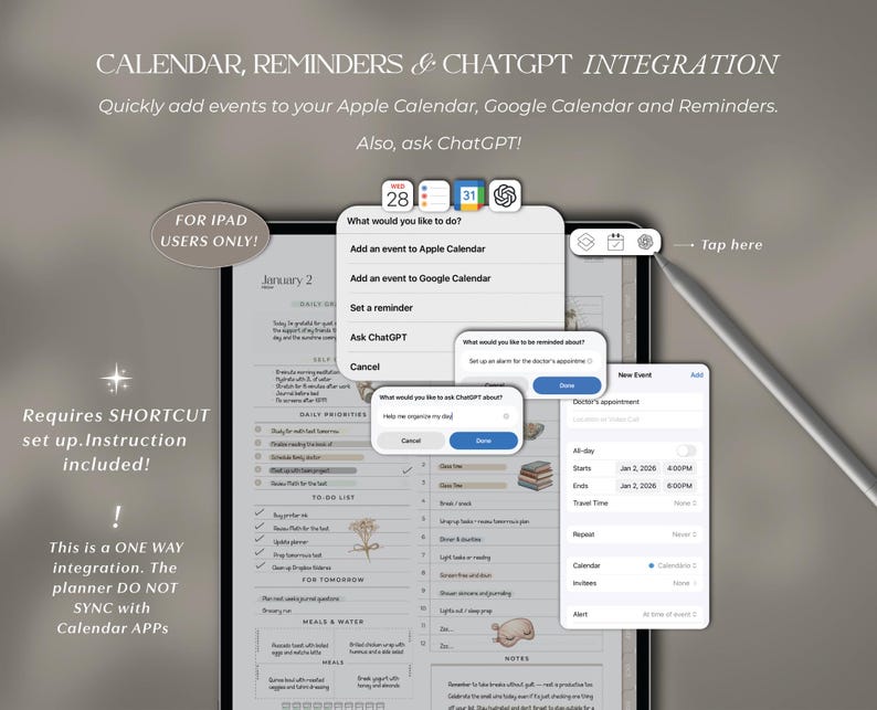 Apple Calendar, Google Calendar, Reminder and ChatGPT Integration
