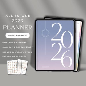 2026 Digital Planner for GoodNotes Digital Minimalist Planner Aesthetic
