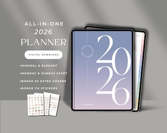 Planner digitale 2026 per GoodNotes Planner digitale minimalista Planner estetico di notevole importanza Planner giornaliero Planner settimanale Planner mensile Planner per iPad