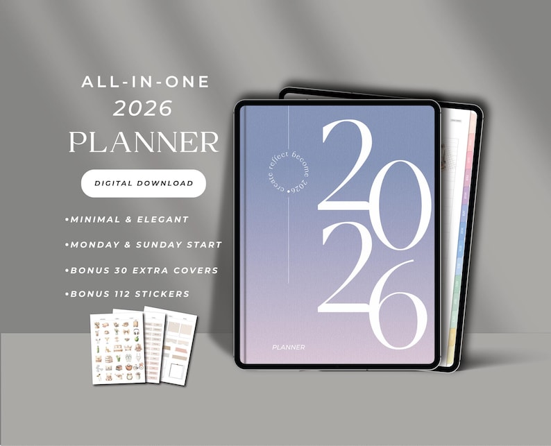 2026 Digital Planner for GoodNotes Digital Minimalist Planner Aesthetic