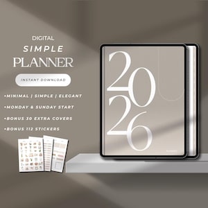 Simple Digital Planner 2026 Minimalist Planner for Goodnotes 2026 Planner Template Ipad Dated Daily Weekly Elegant Planner Monthly Calendar