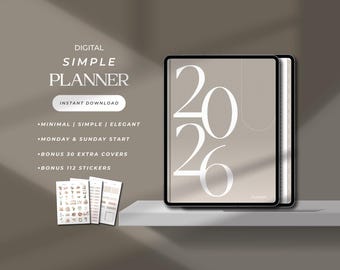 Simple Digital Planner 2026 Minimalist Planner for Goodnotes 2026 Planner Template Ipad Dated Daily Weekly Elegant Planner Monthly Calendar