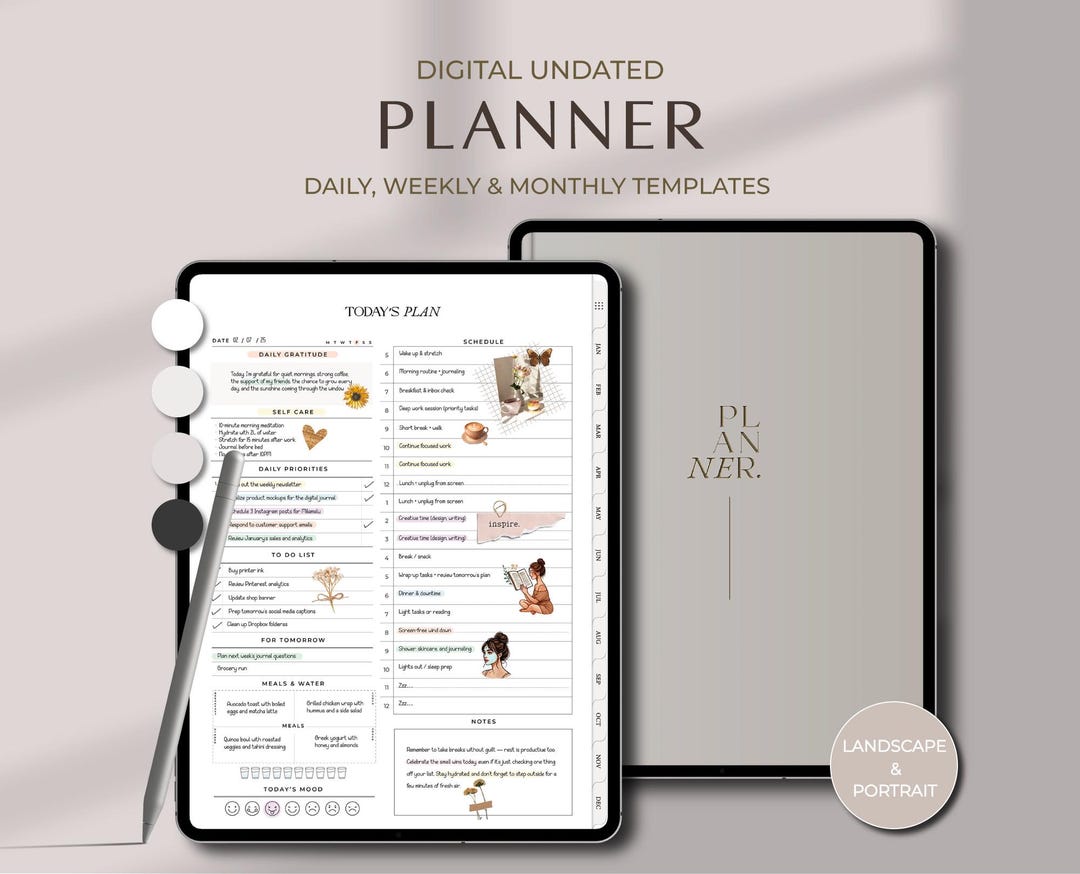 Undated Digital Planner for Goodnotes Minimalist Planner Digital ...