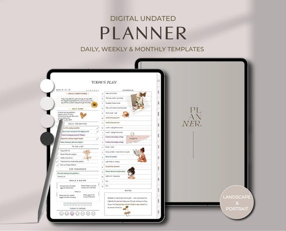 Undated Digital Planner for Goodnotes Minimalist Planner Digital Monthly Digital Goodnotes Aesthetic Planner Undated Simple Planner for Ipad