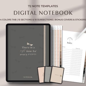 Carnet de notes numérique minimaliste, agenda esthétique pour GoodNotes, modèle de carnet de notes pour le travail, carnet de notes pour étudiant