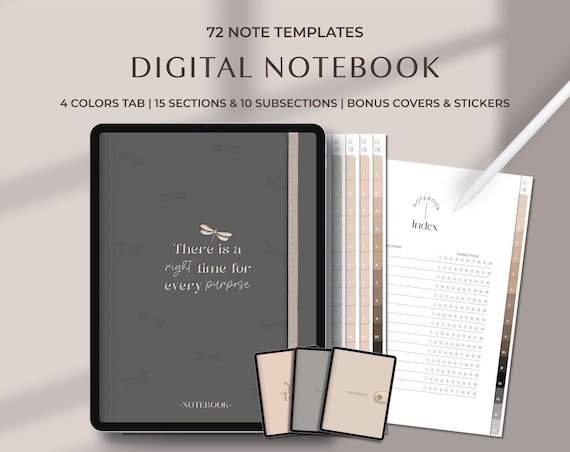 Minimalist Digital Notebook Aesthetic Notebook Planner for GoodNotes Notebook Template for Work Notebook for Student Note Template Planner