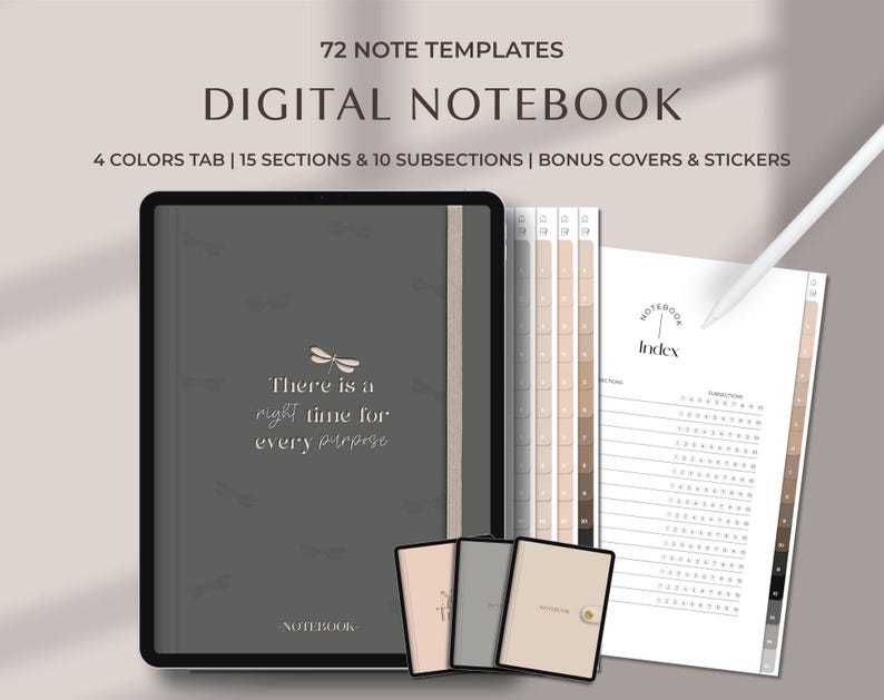 Minimalist digital notebook for iPad with lined pages grid pages dotted pages Cornell note pages good for GoodNotes Notability templates for students and note taking digital organization portrait layout with aesthetic design perfect for academic use interactive PDF easy to use on iPad student notebook best seller star seller top rated premium quality instant download trusted small business woman owned unique design must have top 5 star seller trending product best notebook best planner