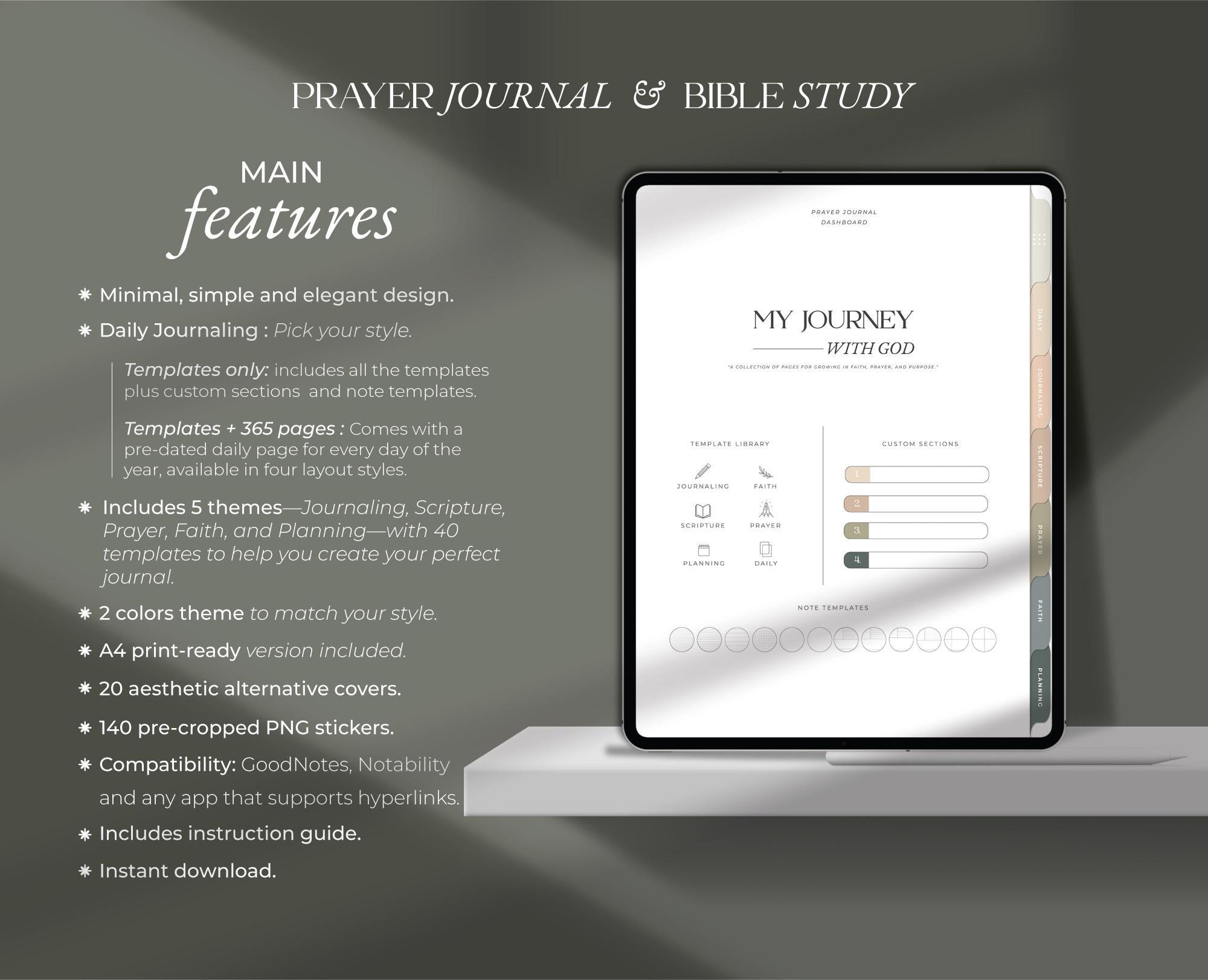 Digital Bible Prayer Journal Daily Devotional Journal for Goodnotes ...