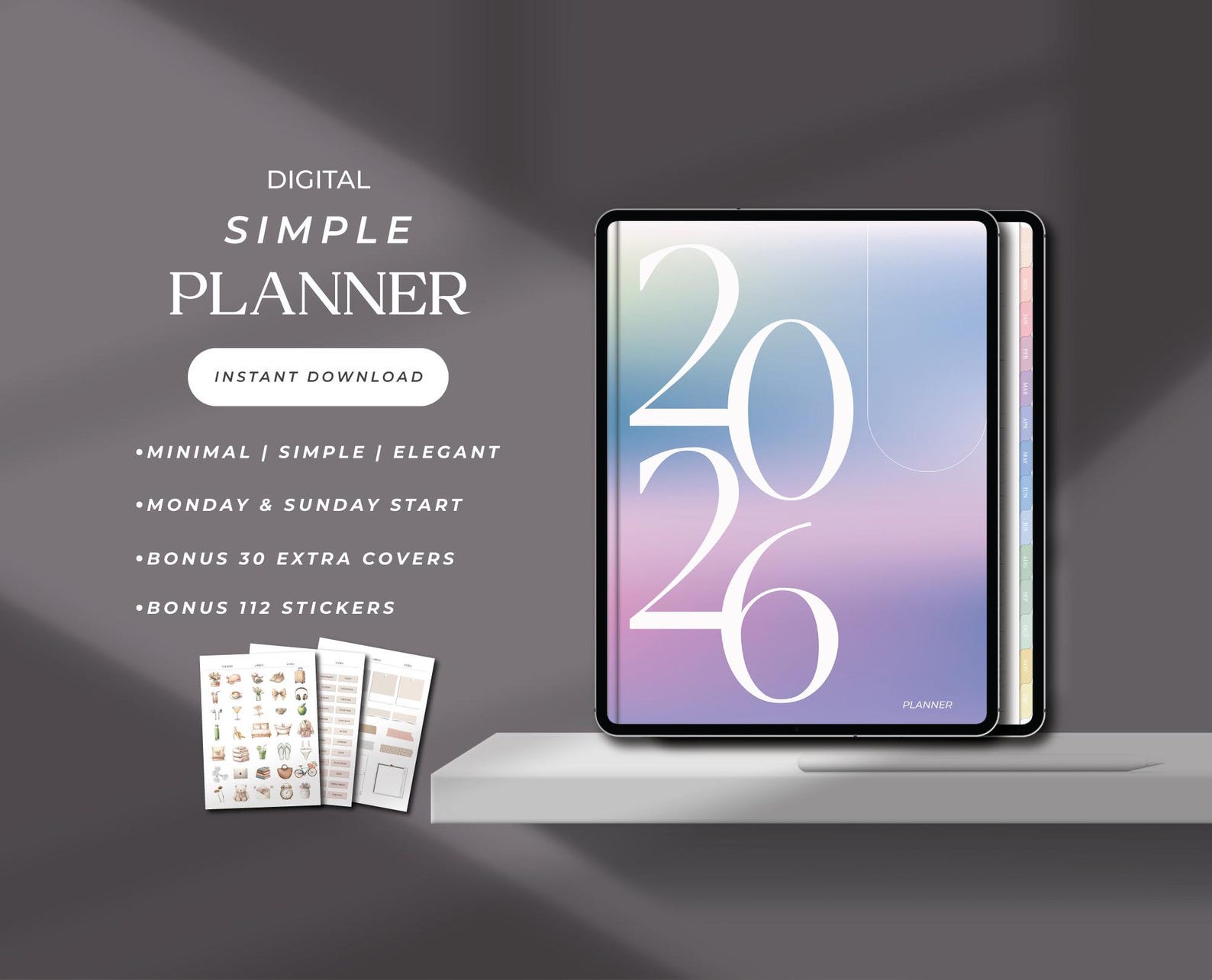 2026 Digital Planner Minimalist Aesthetic Planner for iPad Goodnotes ...