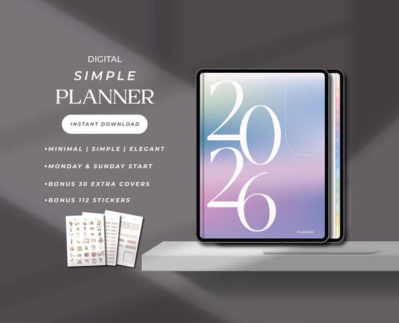 2026 Digital Planner Minimalist Aesthetic Planner for Ipad Goodnotes Notability Planner Dated Daily Weekly Monthly Pages Notebook Templates
