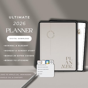 2026 Digitaler Planer 2026 Minimalistischer Planer für Goodnotes Planer Notability Template Ipad vom täglichen Wochenplaner monatlichen Kalender