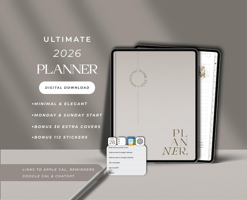 2026 Digital Planner 2026 Minimalist Planner for Goodnotes Planner ...